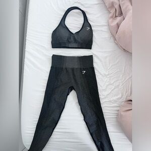 Gymshark Black Ribbed Seamless Sports Bra & High-Waist Leggings